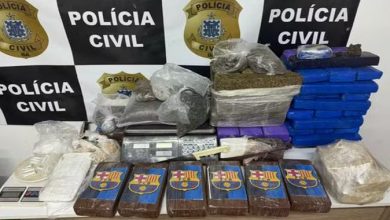 Mais de 49 kg de drogas foram apreendidos, nesta quinta-feira (16), no município de Eunápolis, no extremo sul da Bahia. — Foto: Reprodução/ Ascom PC-BA